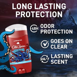 Old Spice Desodorante Libre de Aluminio para Hombre, Krakengard, 48 Hr. de Protección, 3Oz (Paquete de 3)