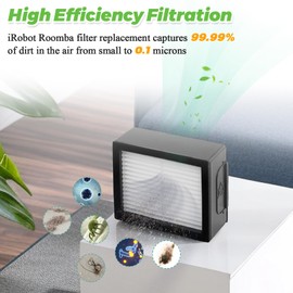 High-efficiency Filter Roomba i3 Replacement for i-Robot Roomba E I & J Series i3 i3+ i4 i6 i7 i7+ i8 j7 E5 E6 E7 Vacuum Cleaner 4639161 Roomba Filter by Techecook- 6Pack Roomba i3 i7 Filters+ 1 Brush