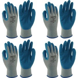 4 Pair Safetyware Gripper Cut Oil Resistant Proof Safety Work Gloves Rubber Palm Coated Bulk for Gardening Mechanic Construction General Purpose (Large)