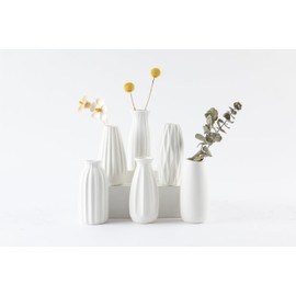 6-Piece Ceramic Vase Set，Colored and Plain Flower Bud Vases，Can Create Various Decorative Styles，Suitable for Home Decoration and as New Home Gift (WT-Color)