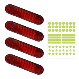 4 Pieces of Red Reflective Patches and 1 Piece of Reflective Sticker, Safety Warning Sticker, Suitable for Motorcycles, Bicycles, and Helmets.