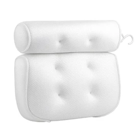 Bath Pillows for Head and Neck, Waterproof Bath Cushion with 6 Suction Cups, Soft Bathtub Pillow for Relaxing Bath, Fits Most Bathtubs (White, 35x33x5cm)