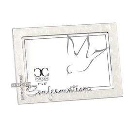 Confirmation Script Jewel Tone Cross Swirled Ivory 7.25 x 5 Zinc Photo Frame