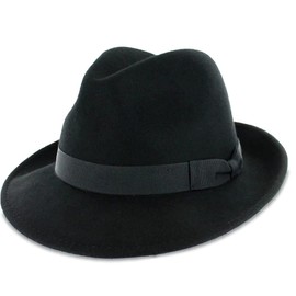 Belfry Crushable Porkpie Fedora Men's Vintage Style Diamond Hat 100% Pure Wool X-Large Black