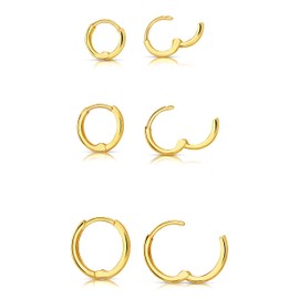Solid Gold 14K Endless Tiny Hoop Polished Huggie Earrings (8.5mm)