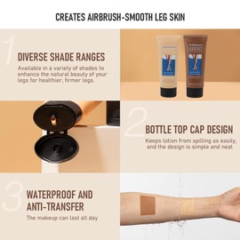 ZJchao 118 ml Airbrush Legs, Leg Makeup Lotion, Body Makeup Foundation, Waterproof, Durable, Full Coverage, Lightweight Leg Body Cosmetics for Weddings (1#)