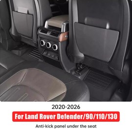 Seat back kick panel suitable for 2020-2025 2026 Land Rover Defender 90 110 130 second row seat back kick cover carbon fiber texture anti-kick panel interior decoration modification accessories