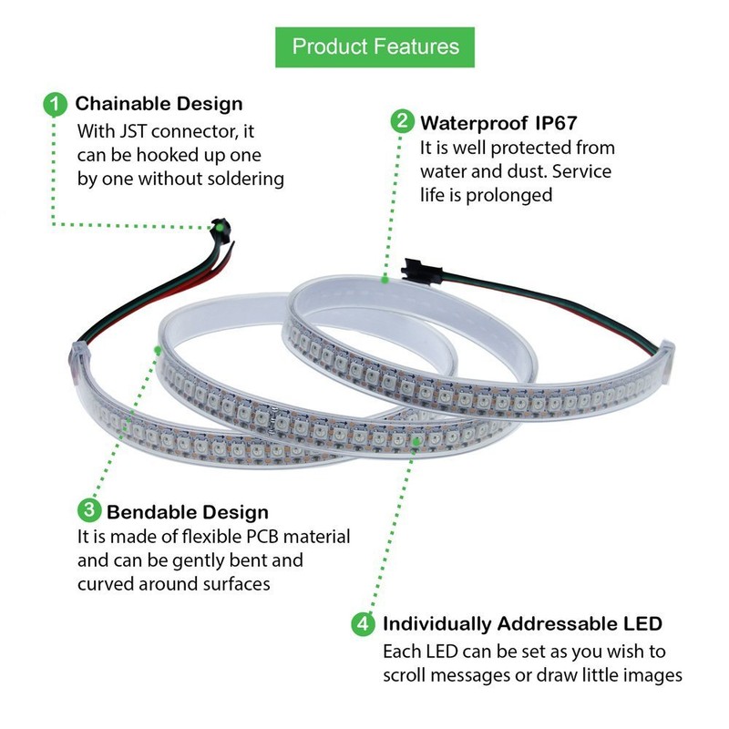ALITOVE LED Illumination LED Tape Light WS2812B Addressable 5050 RGB