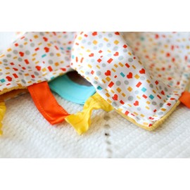 Baby Jack & Co 8x8” Kindness Confetti Lovey Tag Toys for Babies - Baby Crinkle Toys - Crinkle Toys for Baby - Soft & Safe - Learn Shapes & Colors - Ideal Baby Toy - BPA Free w/ Stroller Clip