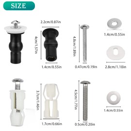 NITAIUN Set of 4 Toilet Seat Fixed Screw, Universal Toilet Seat Attachment Set, Expansion Bolts Made of Rubber Toilet Seat Screws Accessories, Stainless Steel Hinge for Toilet Lid (2 Types)
