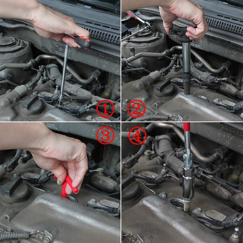 Spark Plug Socket Wrench Set, 3/8 Inch T-Handle T-Bar Spark