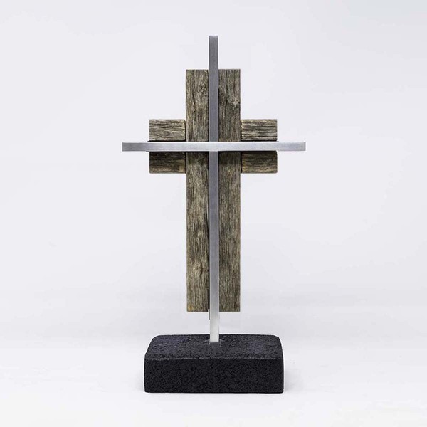 Reclaimed Barnwood Wedding Unity Cross®; Unity Candle Unity Sand Elegant Alternative (Black Stone & Aluminum)