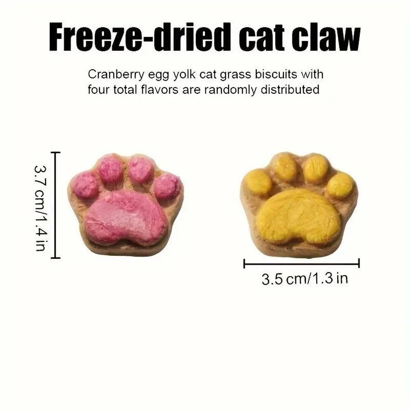 HELETY Crunchy Cat Treats Cat Claw Biscuits Cat Grass Bonus