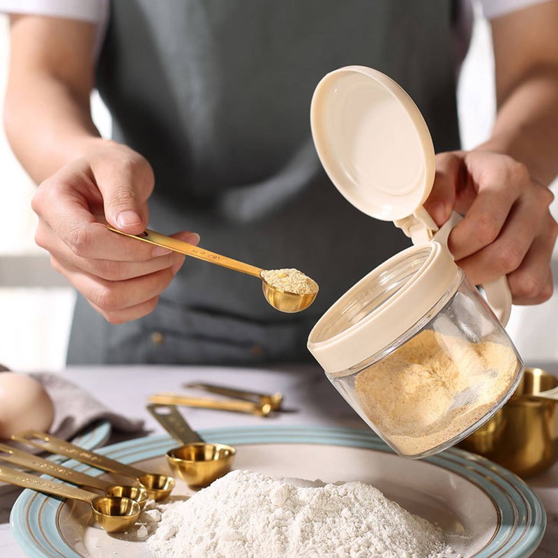 18PCS Measuring Cup Stainless Steel Gold Coffee Spoon Cup Set