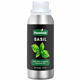 Basil Essential Oil 16 Ounces by Puranicals | 100% Pure & Natural | Undiluted Premium Quality | Therapeutic Grade Aromatherapy Oil