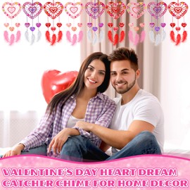 Wovnet 12 Sets Mother's Day Heart Dream Catchers Kit Heart Shape Dream Catcher Crafts Mother's Day Coloring Wooden Arts Paint You Own Love Catcher for Party Activity