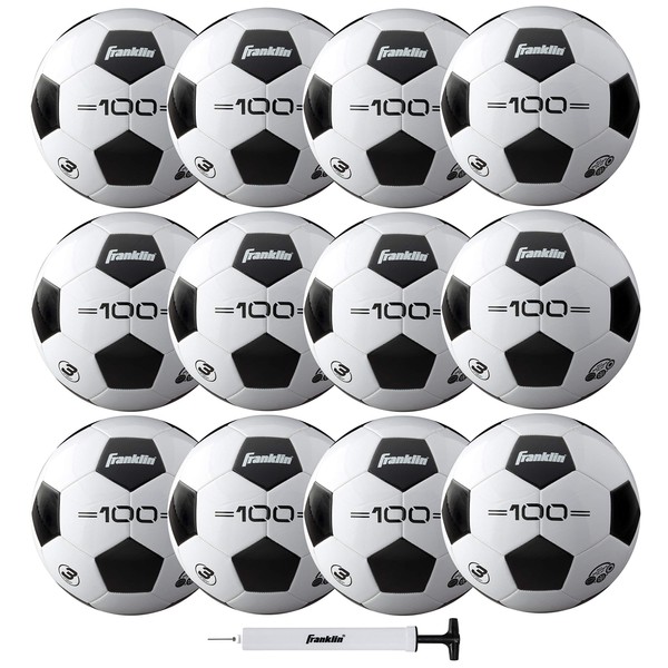 Franklin Sports Soccer Balls - Size 3, Size 4, Size 5 Traditional Soccer Balls - Youth and Adult Soccer Balls - Bulk Soccer Balls with Pump