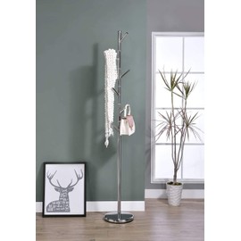 Kings Brand Furniture - 6 Hook Metal Hall Tree Hat & Coat Rack Stand, Chrome
