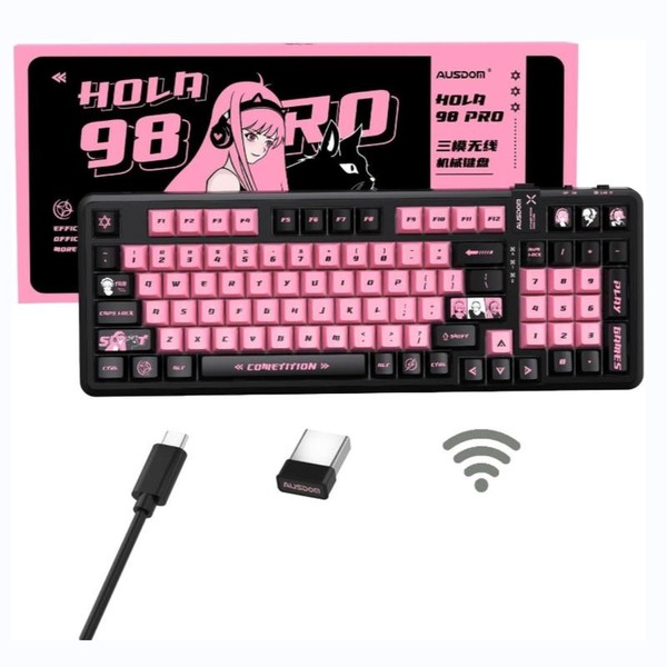 AUSDOM 98Pro Wireless Mechanical Keyboard, Tri-Mode Bluetooth/2.4GHz/USB-C Gasket Hot Swappable