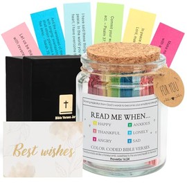 Bible Verse Jar with 90 Scripture Cards, Read Me When Prayer Jar, Christian Gift for Women, Faith Keepsake for Mom, Friends, Teens – Inspirational Birthday, Easter, Graduation Gift