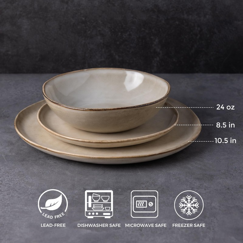 AmorArc Ceramic Dinnerware Sets,Handmade Reactive Glaze Stonewre Plates and Bowls
