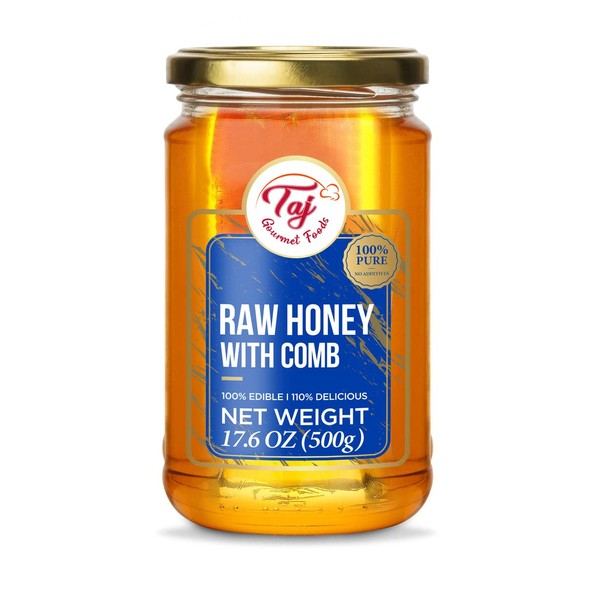 TAJ All Natural Raw Turkish Honeycomb with Honey | 100% Pure | 500g