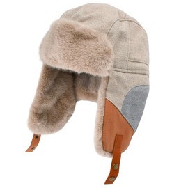 NAROSEBE Winter Trappermütze Fliegermützen Wintermütze mit Ohrenklappen Pelzmütze Damen Herren Russenmütze Skimütze Bombermütze Kunstfell Mütze Braun Winter Warm Hat für Snowboarden Skaten Radfahren