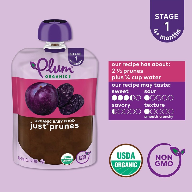 Plum Organics Stage 1 Organic Baby Food, Prune Puree, 3.5
