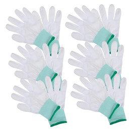 Ciieeo 10pairs Pu Coated Nylon Work Gloves Thin Labor Protective Gloves for Gardening Auto Repair and Construction Comfortable Wear-resistant Green Wrist