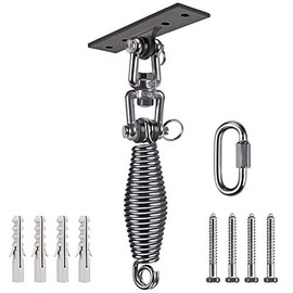 Dolibest Heavy Bag Hanger, Wall Ceiling Mount Hook 360Â° Rotation Wood Beam Holder Body Weight Strength Training Systems, Wood Beam Holder with Spring and 1 Carabiner, 4Wood Screws for Wooden Sets