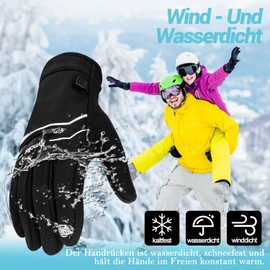 IRYNA Winter Thermal Gloves Men Women Cycling Gloves Windproof Waterproof Elastic Non-Slip Touchscreen Gloves Cycling Gloves Sports Gloves Running Gloves (Black, XL)