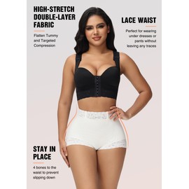 SHAPSHE Fajas Colombianas Moldeadoras Compression Shorts Body Shaper Tummy Control Seamless Shapewear Shorts Butt Lifting Pantes White 2XL