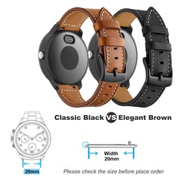 YEEJOK Vivoactive 6/5/3 Bands 20mm Silicone Leather, Compatible for Garmin Vivoactive 6/5/3 Watch Bands/Venu/Venu Sq/Venu 2 Plus/Forerunner 245/645 Music Strap Replacement for Men Women-Black+Brown