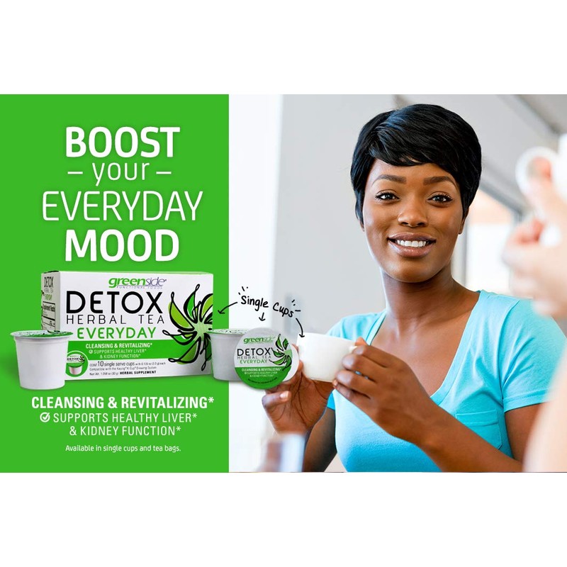 greenside Detox Herbal Tea Single Serve Cups for Everyday -