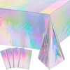 Disposable Party Tablecloth for 4 Pack Iridescent Plastic Tablecloths Shiny