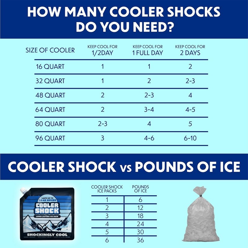 Cooler Shock Ice Packs for Cooler - Long Lasting, Reusable