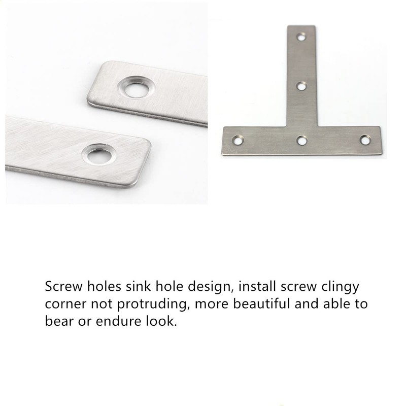 T Brackets, 10PCS Stainless Steel T Brackets, Flat T Shape