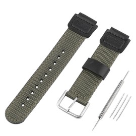 FACLE 18mm Nylon Watch strap Men's pin buckle compatible with Casio AE1200 1100 W-218H W-S210 SGW-300 400 F-108 MRW-200 AEQ-110 Outdoor Sports watch bands bracelet Wristband (Army green, 18mm)