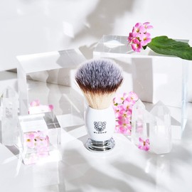 WLDOHO Vegan Shaving Brush with Wooden Handle Made of High-Quality Resin for Safety Razor Shaving - Imitation Badger Hair - YVU