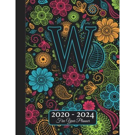Five Year Planner: Monogram W Voodoo Style Binding I Your Initials Motivational Bullet Planner I 5 Years Appointments, Family Events, Log Book Business I Agenda & Schedule Journal I Christmas Gift