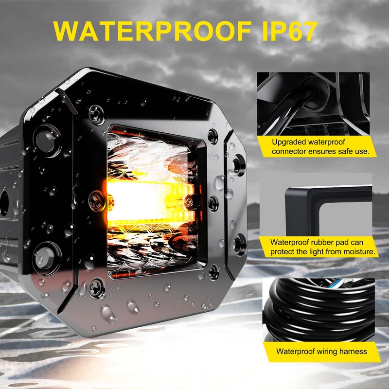 SLARY 2PCS 5 Inch Flush Mount LED Pods 6 Modes