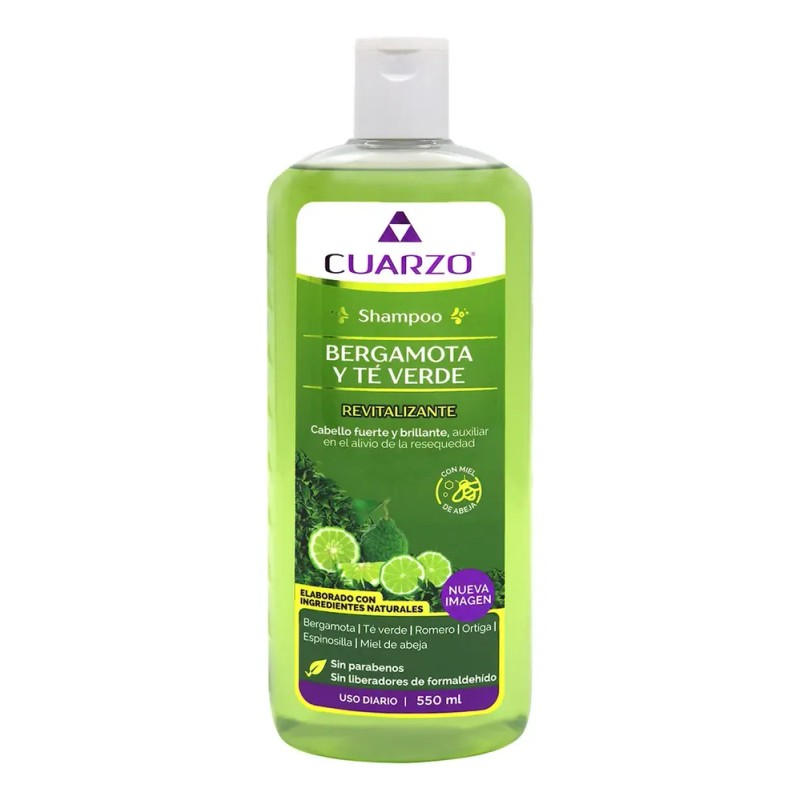 Shampoo Bergamota Y Té Verde Resequedad Cabello Fuerte Cuarzo