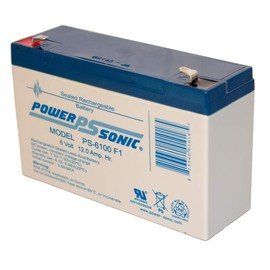 Power Sonic PS-6100 Rechargeable Sealed Lead Acid Battery 6V 12AH for General Purpose, Medical, Emergency Lighting, Fire and Security with F1 Terminals