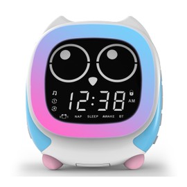 Addo Kids Alarm Clock, Sunrise/Sunset Simulation Bedside Lamp, Grow Children's Clock Trainer and Bluetooth Music Player,White Noise Sleep Sounds Wake Up Clock Owl iTOMA CKS912