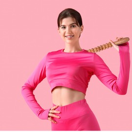 Wooden Muscle Massage Roller Stick for Athletes, Relief Muscle Soreness, Cellulite Massager, Fascia Roller for Physical Therapy