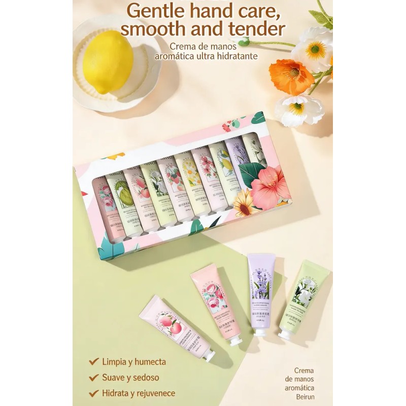 Crema De Manos Hidratante Nutritiva 10 Aromas Portátil Set