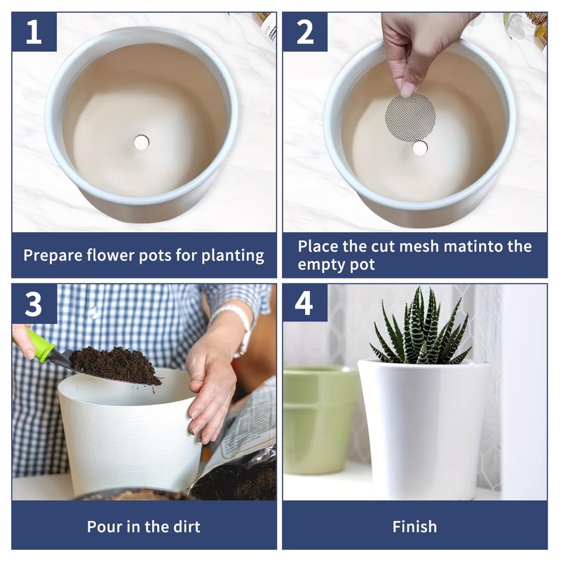 80 pcs Flower Pot Mesh Pad, 4 sizes Garden's Drainage