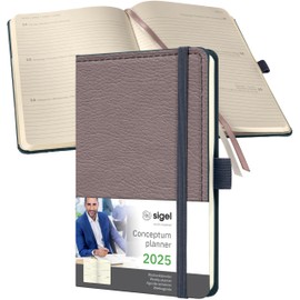SIGEL C2552 Conceptum Weekly Planner 2025, Design Taupe, 9,5 x 15 cm, hardcover, 176 Pages, Taupe