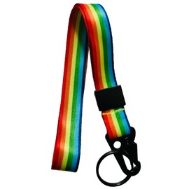 PAC Supplies Global Colourful Wrist Strap Lanyard With Keyring - Choose Your Colour (Rainbow)