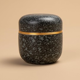 TEANAGOO Ceramic Matcha Tea Container, Portable Mini Matcha Storage Container with Aluminium Alloy Lid, Double Seal for Freshness, 2.8 oz, Ideal for Travel, X1, Charcoal Grey